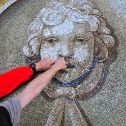 Dan and Chris harassing the ancient mosaics/
		    