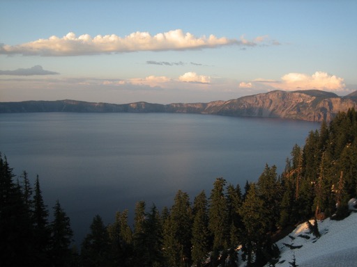 Crater Lake in sunset