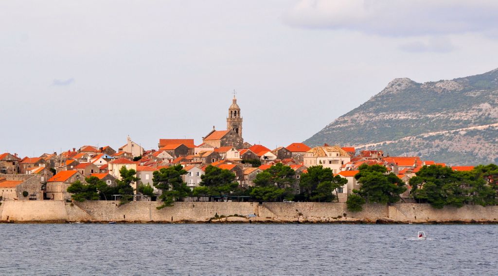 Approaching Korčula on the ferry/