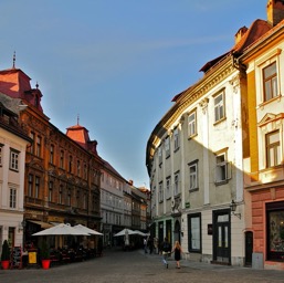 Ljubljana's pedestrian-only old town/
		    
