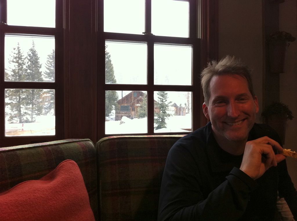 It started to snow as we sat down for our first lunch.../