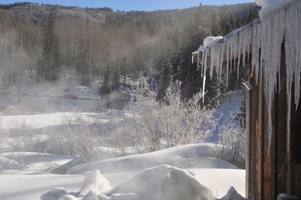 Hot spring, super cold morning/