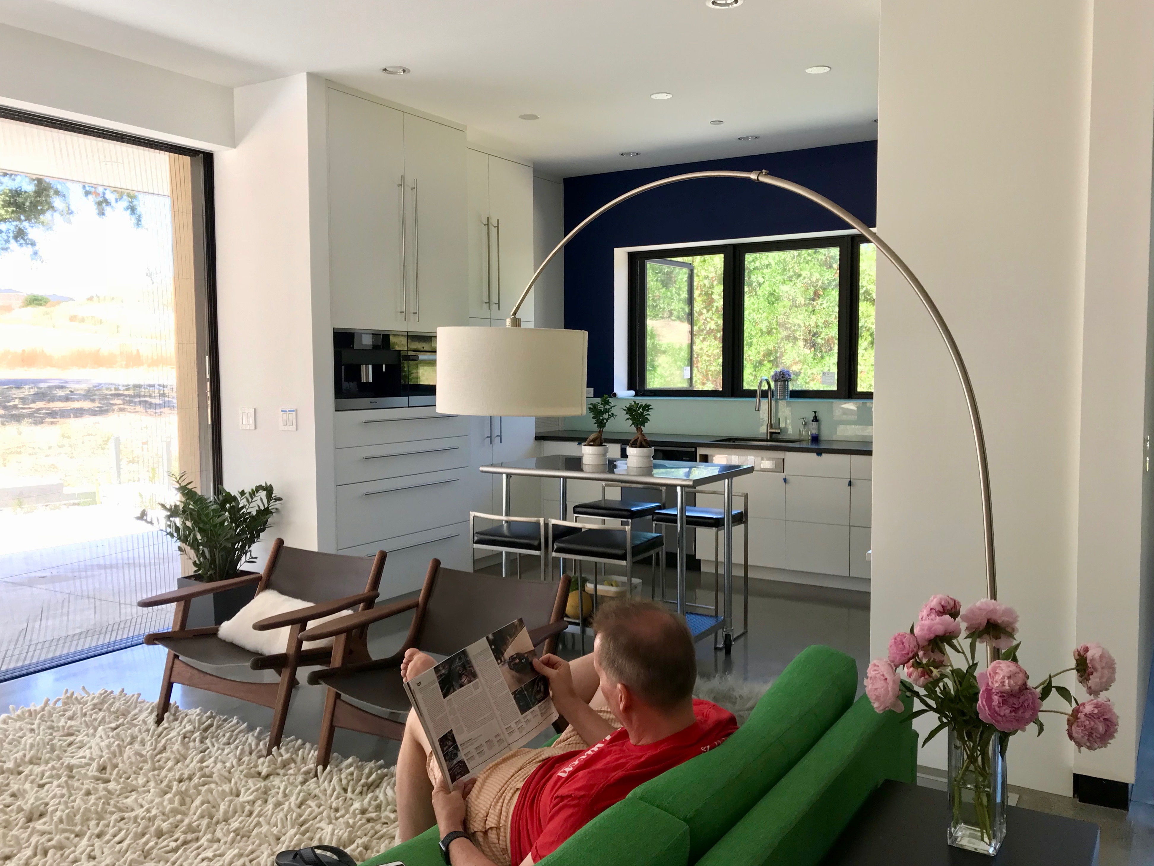 Living room with lazy hubby/