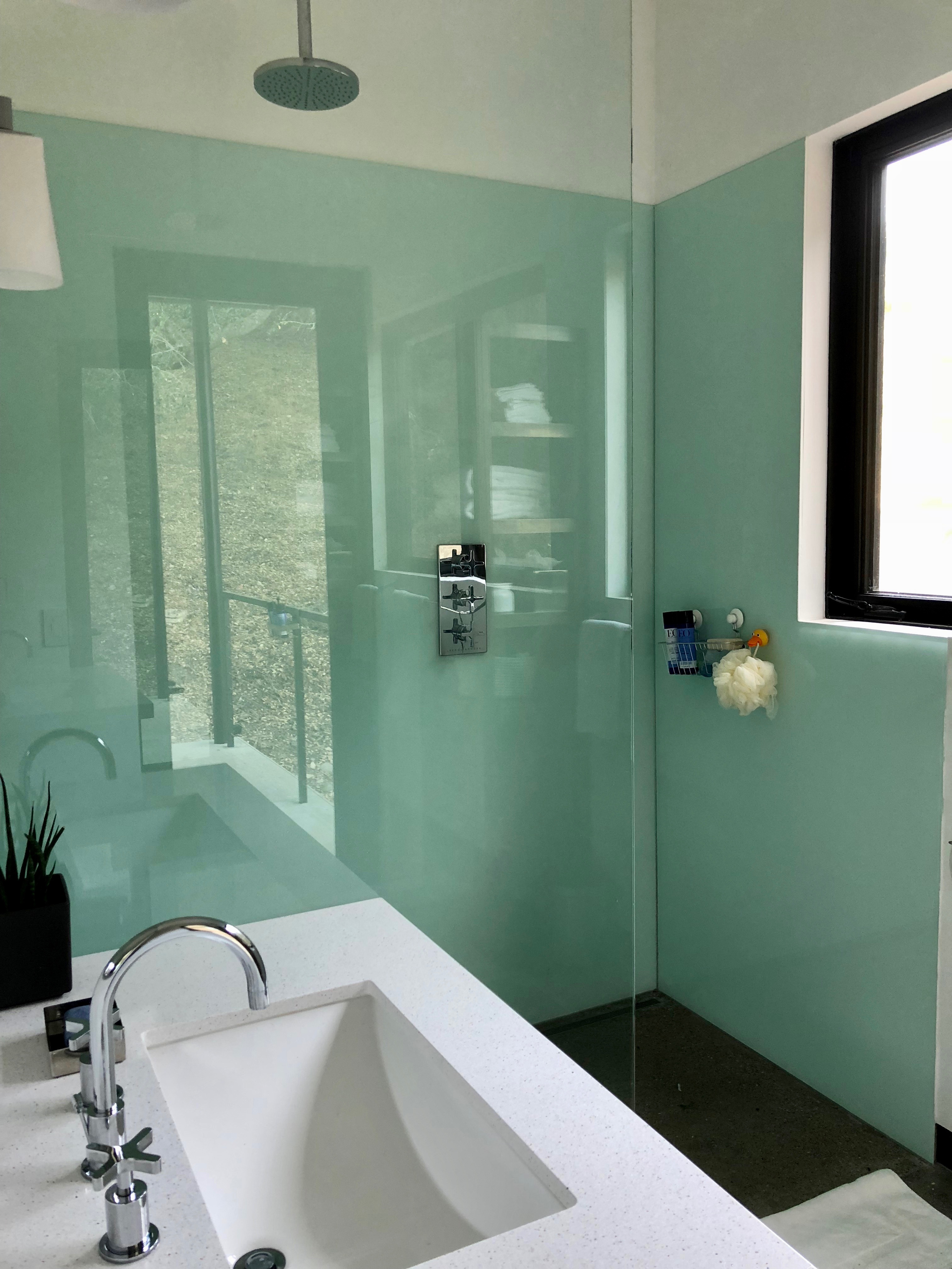 All glass shower walls/