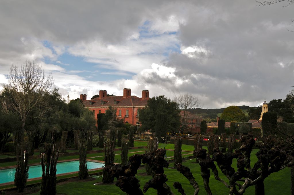 The mansion from the tennis courts/