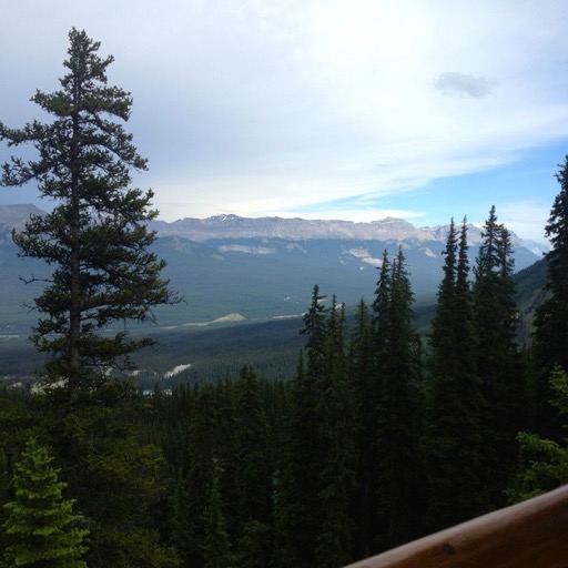 The view of the valley from the Lake Agnes Tea House at 7005' (2135m)/
		    