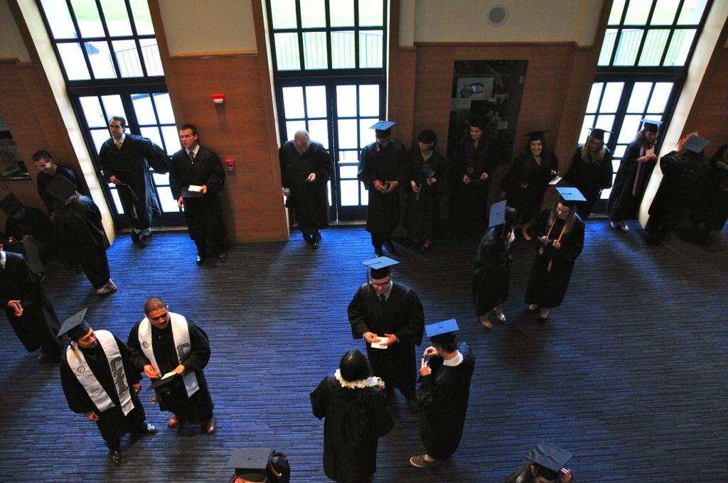 Getting ready for the ceremony/