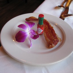 Tabasco decorated with bacon and an orchid!/
		    