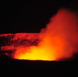 Molten lava in the crater