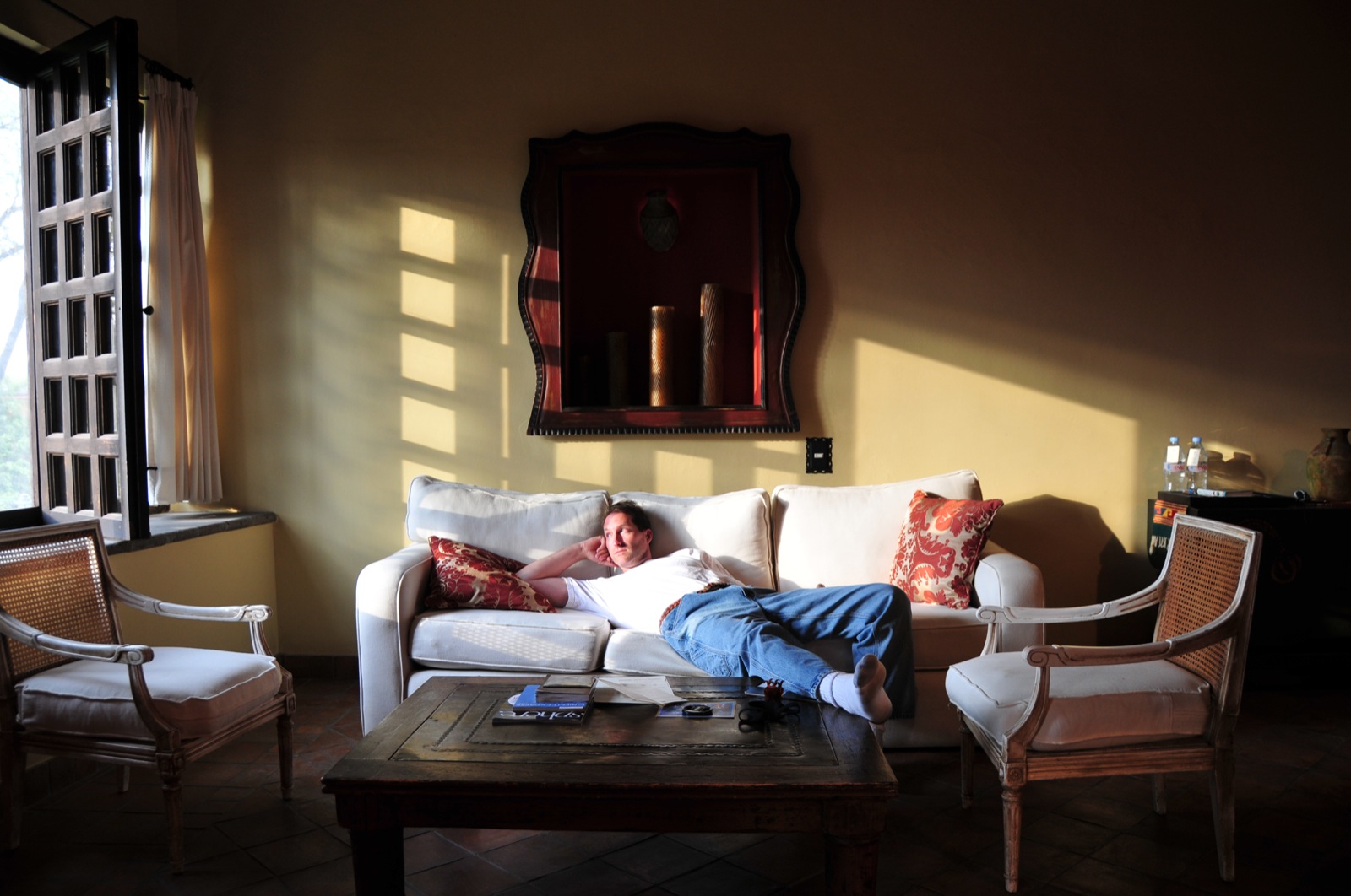 Dan relaxing from the drive.../