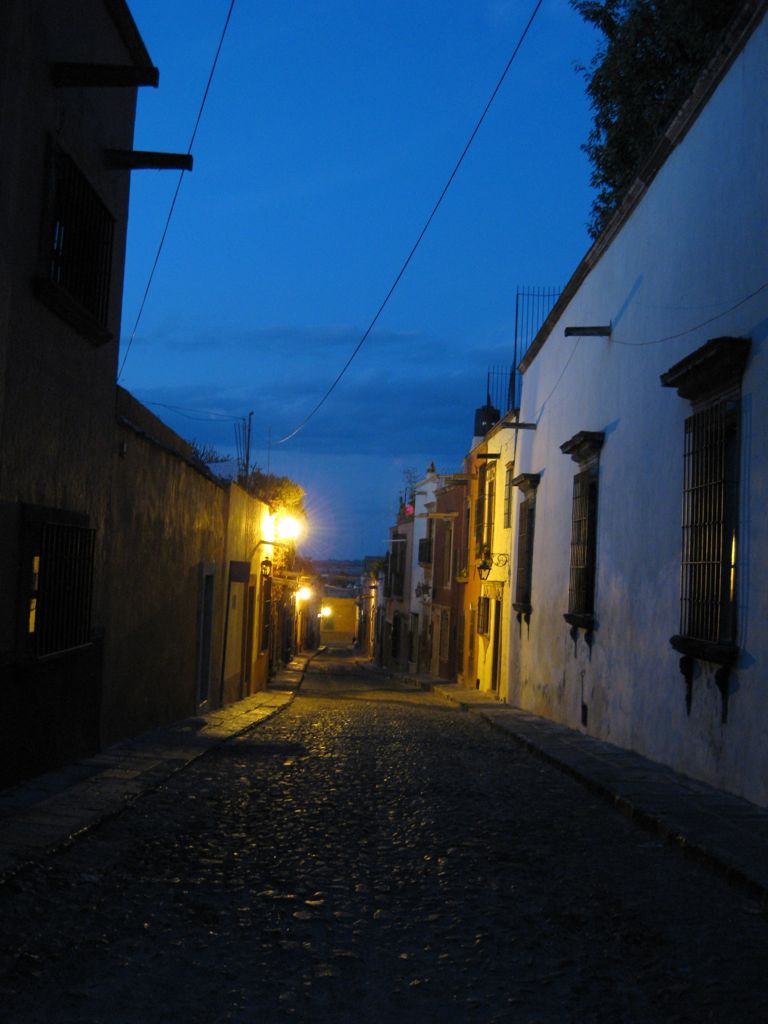 San Miguel is even more picturesque at dusk.../