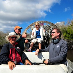 Lohren driving the airboat/
		    