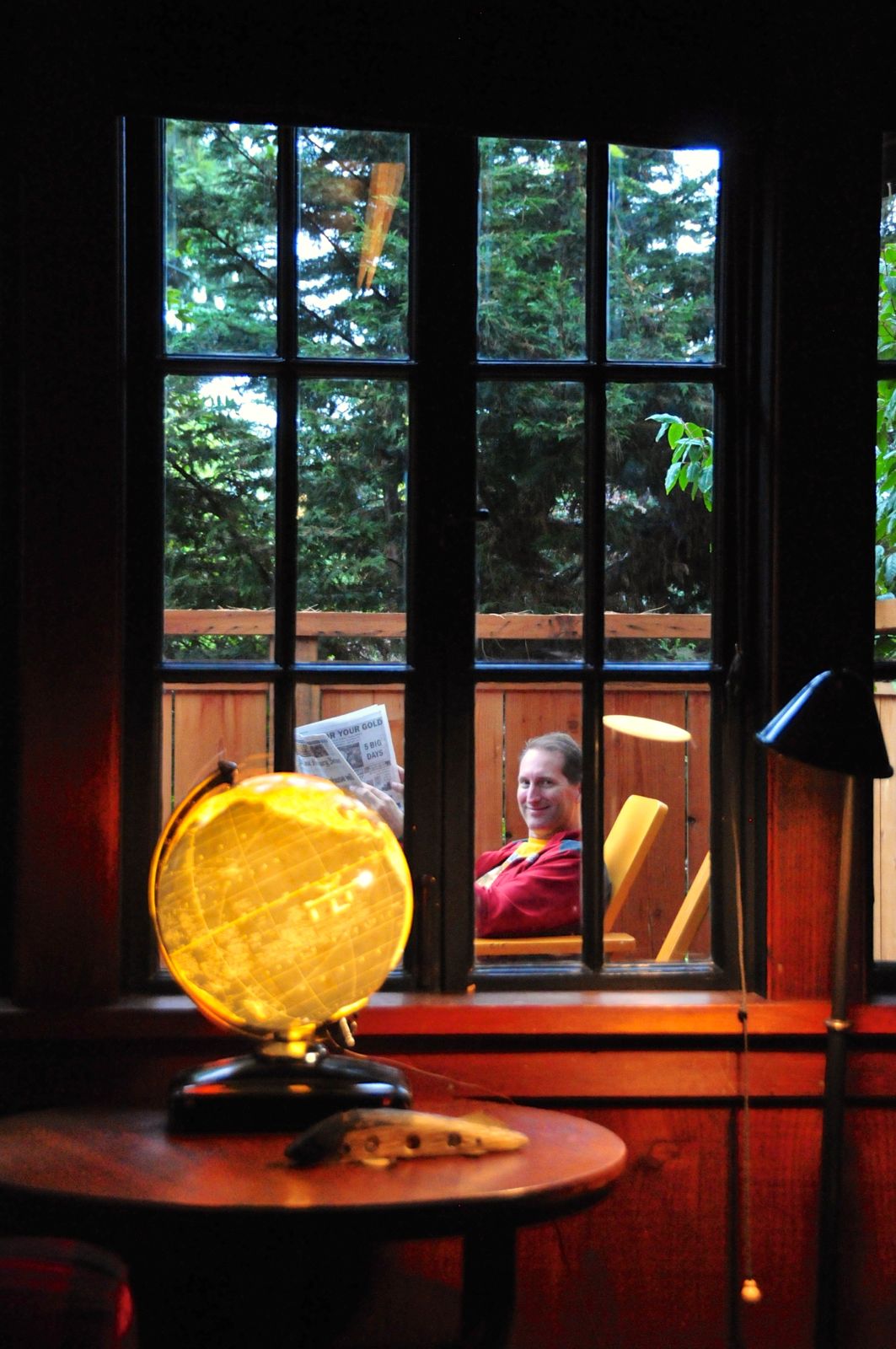 Relaxing on our room's deck at Minkas/