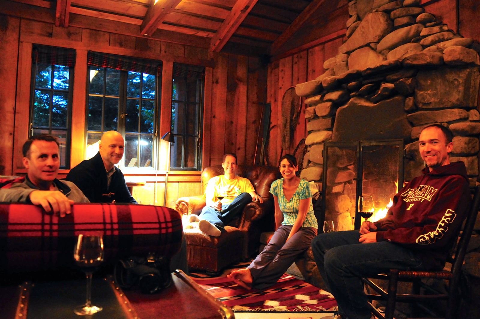 Hanging out by the fire before dinner/