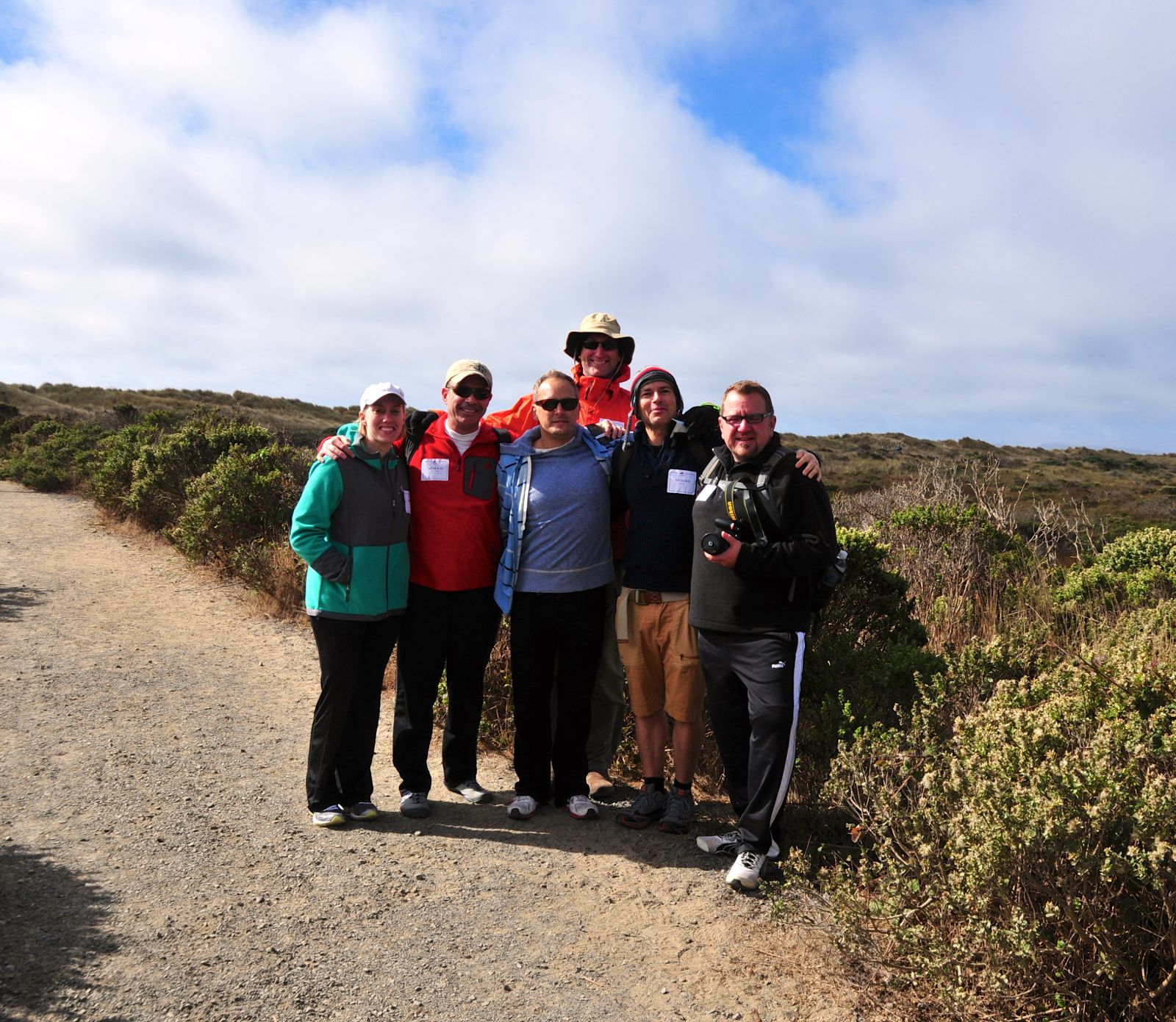 Jennifer, Nick, Gregory, Richard, Steven... backed by a giraffe/