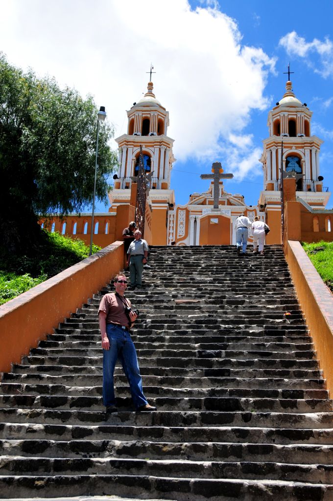 Walking up to the church/