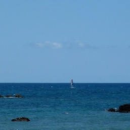 The lone sailboat/
		    