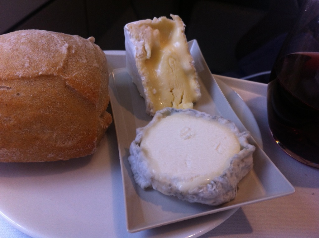 Only on Air France you get a cheese course with your dinner/