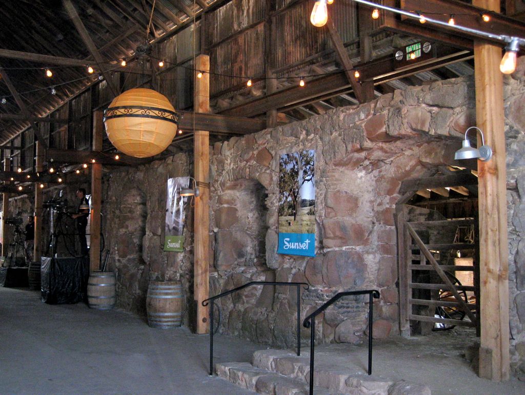 Adobe building inside a barn/
