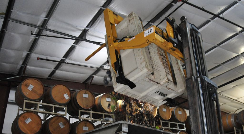 Being dumped into the crusher/