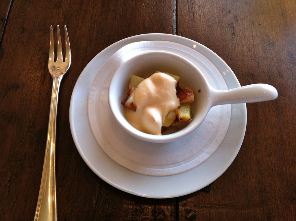 Teeniest ever amuse-bouche dish and fork/