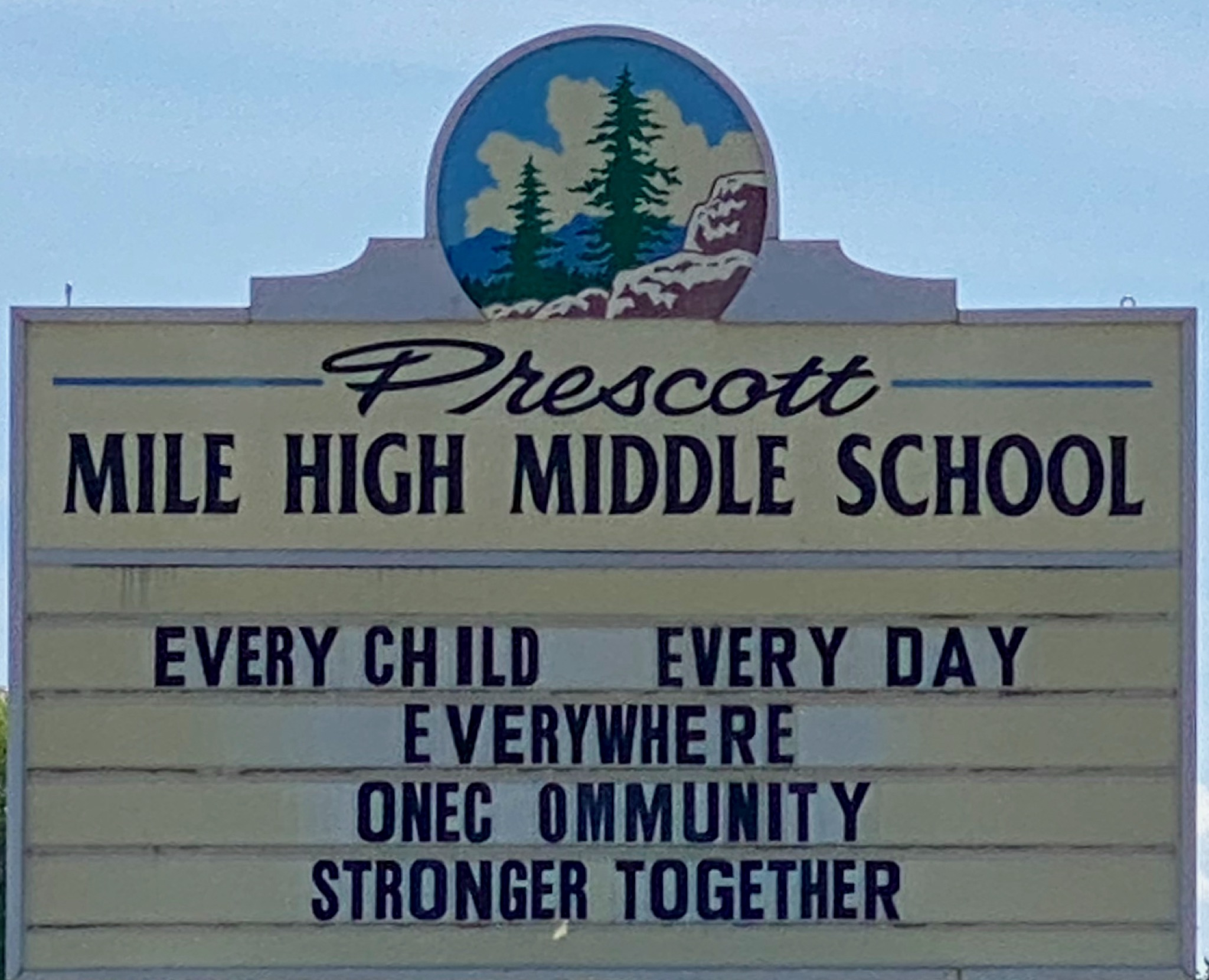 So many things wrong with this: mile high... for every child... plus a typo.../