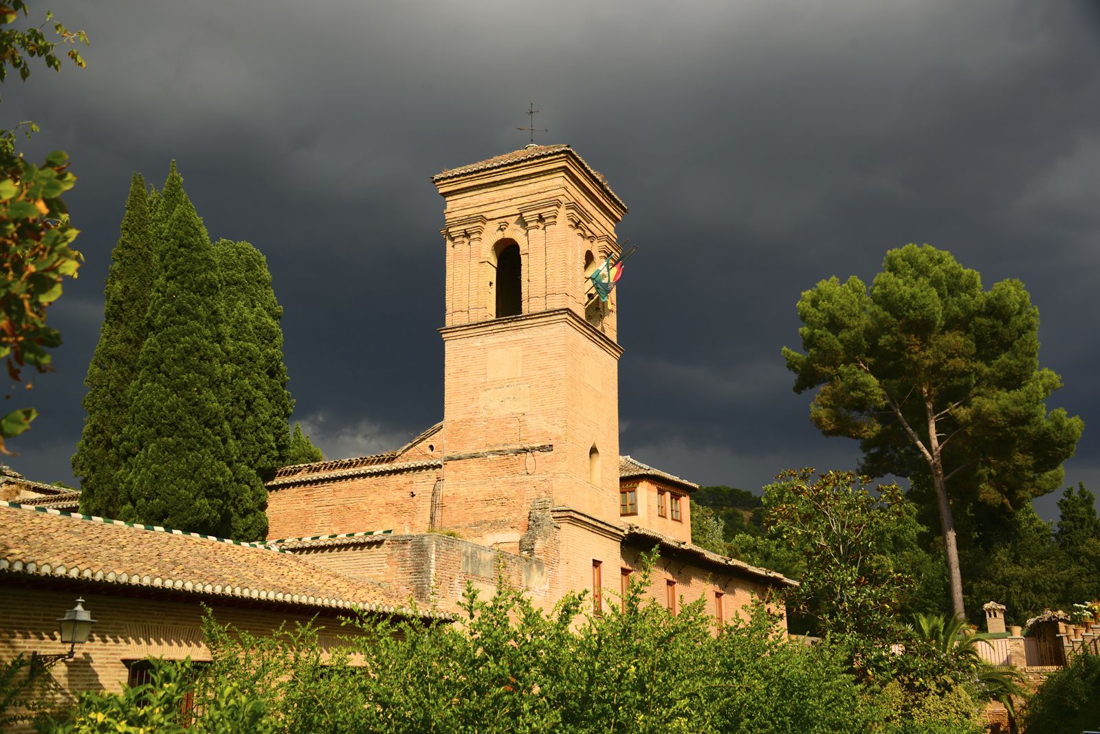 Parador de Grenada against the stormy sky/
