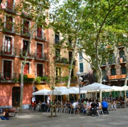 Lunch on a typical Barcelona square/
		    