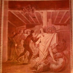One of the many 17th century murals in our room! /
		    