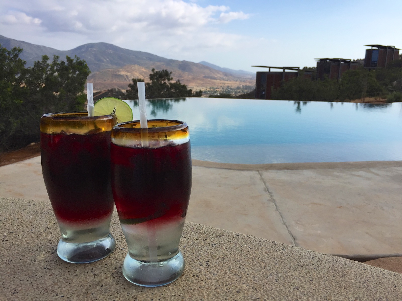 Enjoying a welcome sangria/