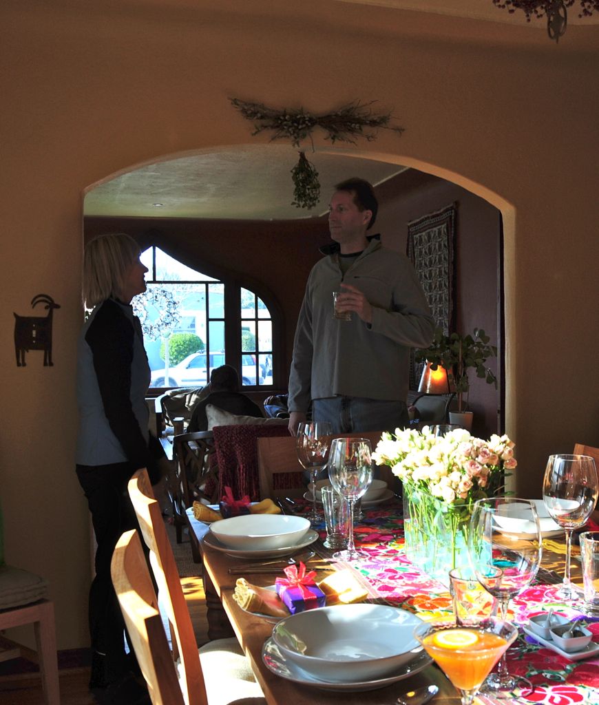 Dan trying to score under the mistletoe /