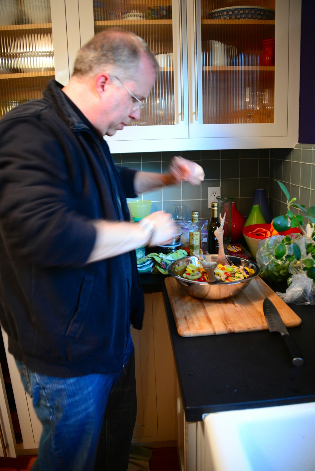 Salad-making in action/