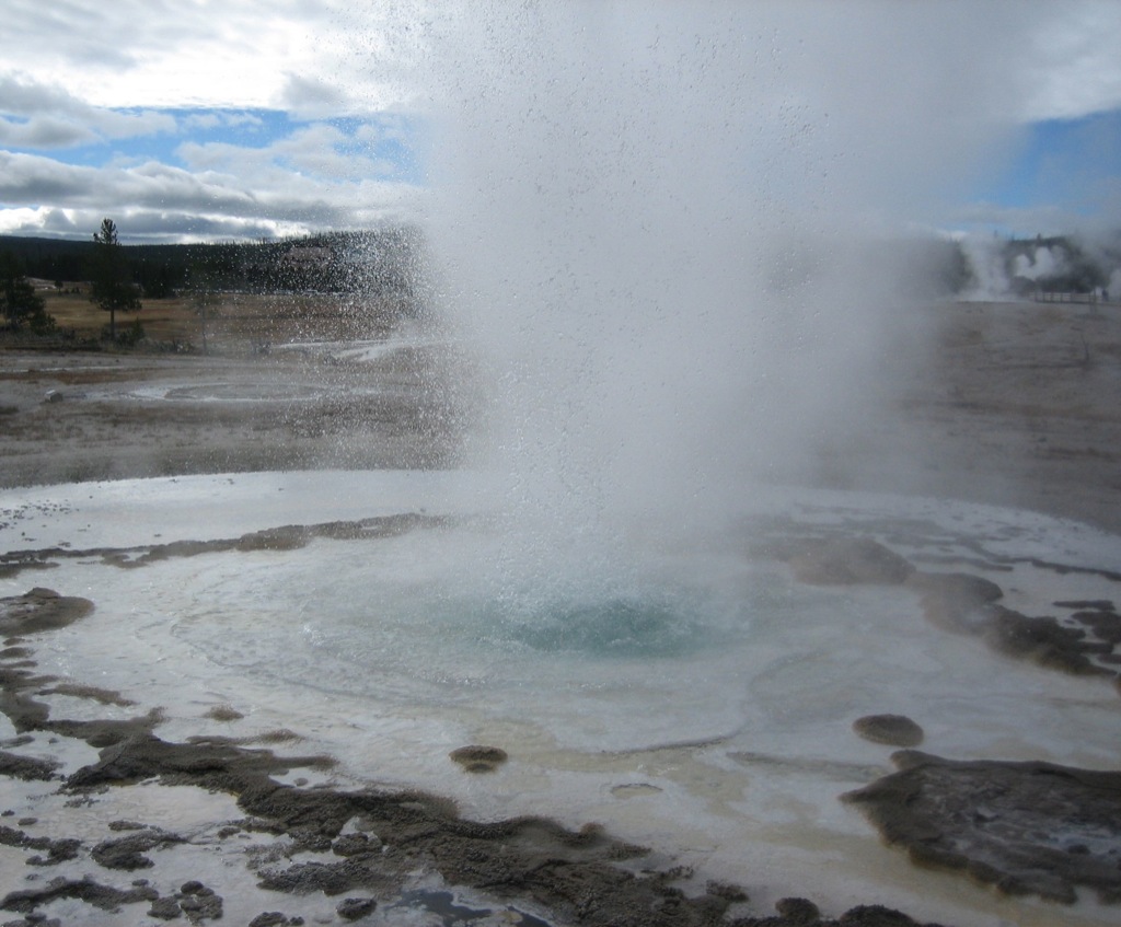 Spewing boiling water/