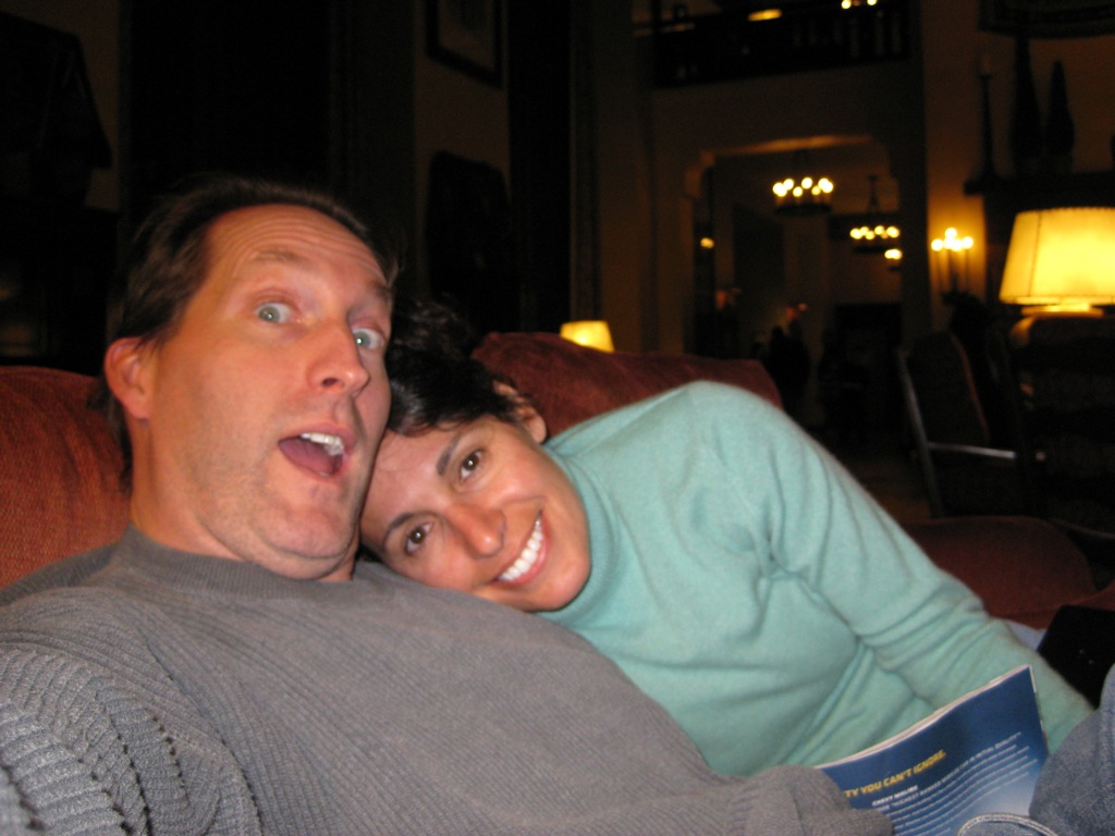 Goofing around the fire/