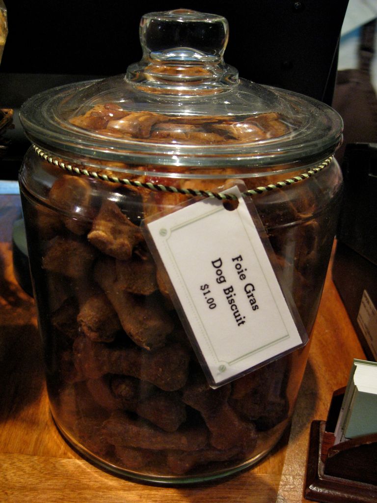 Only in Yountville you will see Foie Gras doggy treats/