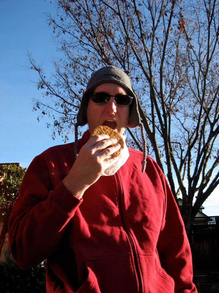 Dan enjoying a nutter butter/