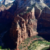 View into the valley from Angels Landing/
		    